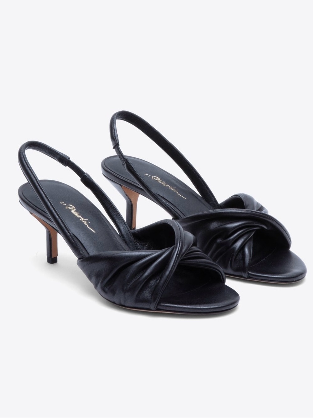 3.1 Phillip Lim Brigitte Twisted Leather Slingback Sandals Black Leather EU 36.5